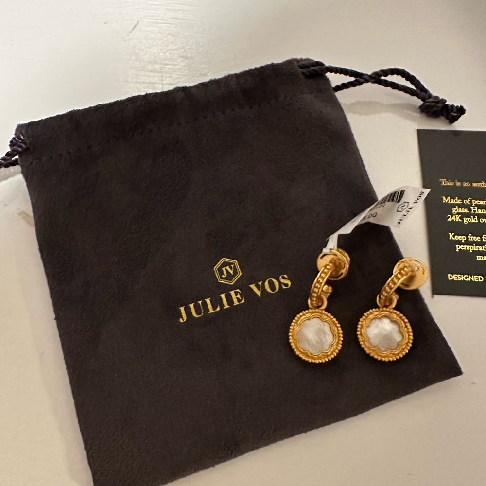 Julie Vos Gold and White Earrings